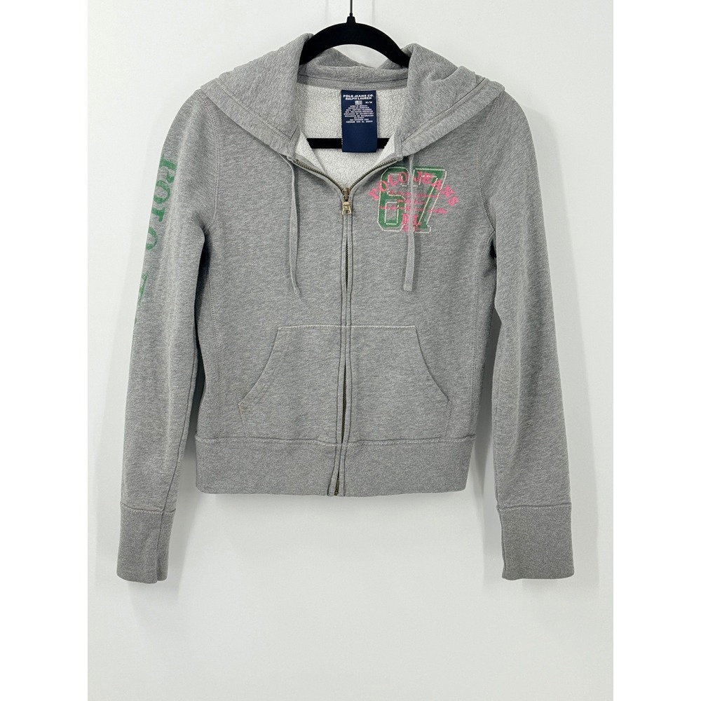 vtg y2k Polo Jeans Co. Ralph Lauren Full Zip Hoodie Womens sz M Layering preppy